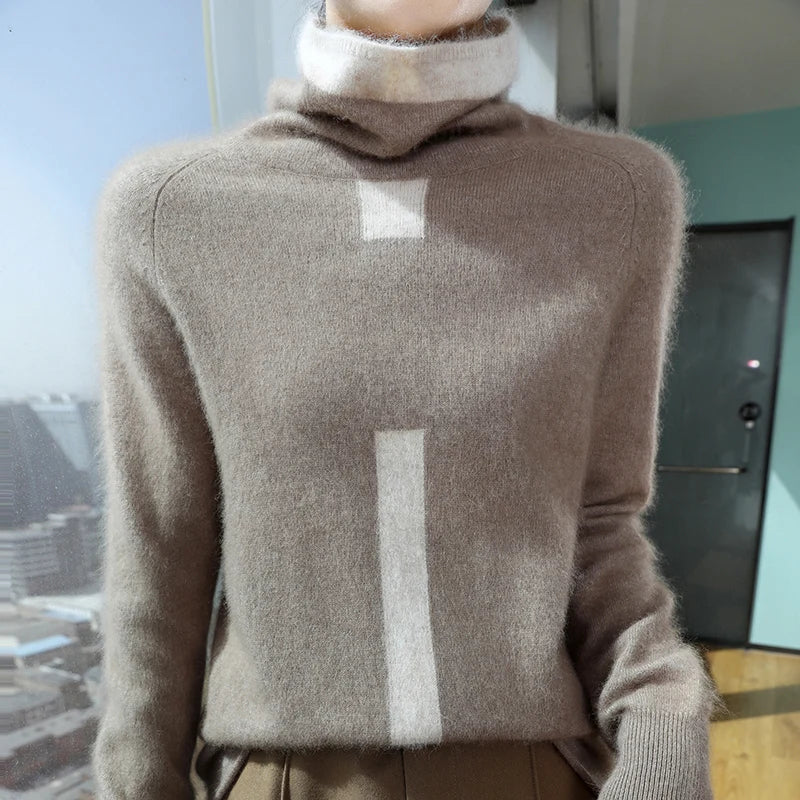 100% Mink Fur Knitted Sweater Women's New Top Pile Collar Cashmere Sweater Thickened Autumn And Winter Warm Jacket DBR058